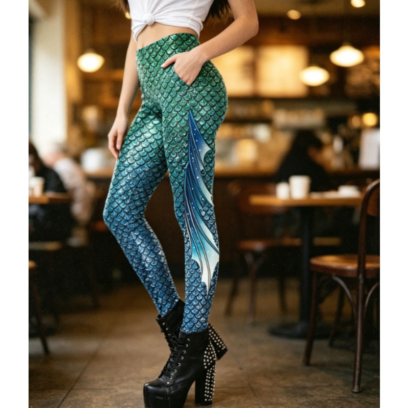 Yoga Fitness Holiday - Mermaid Scale 3D Print Leggings for