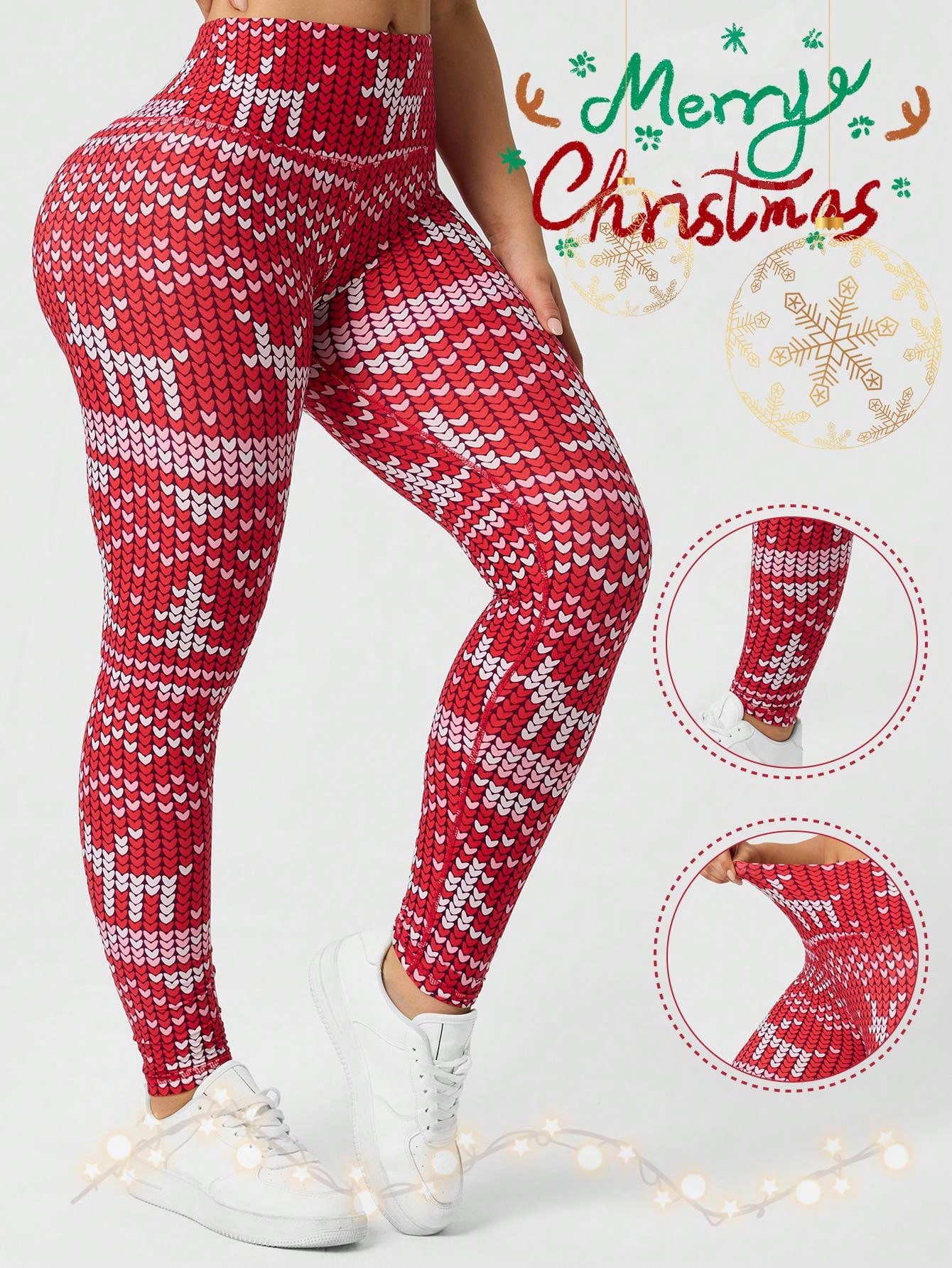 Womens Christmas Printed Leggi - огляд і ціна Yoga Fitness Holiday