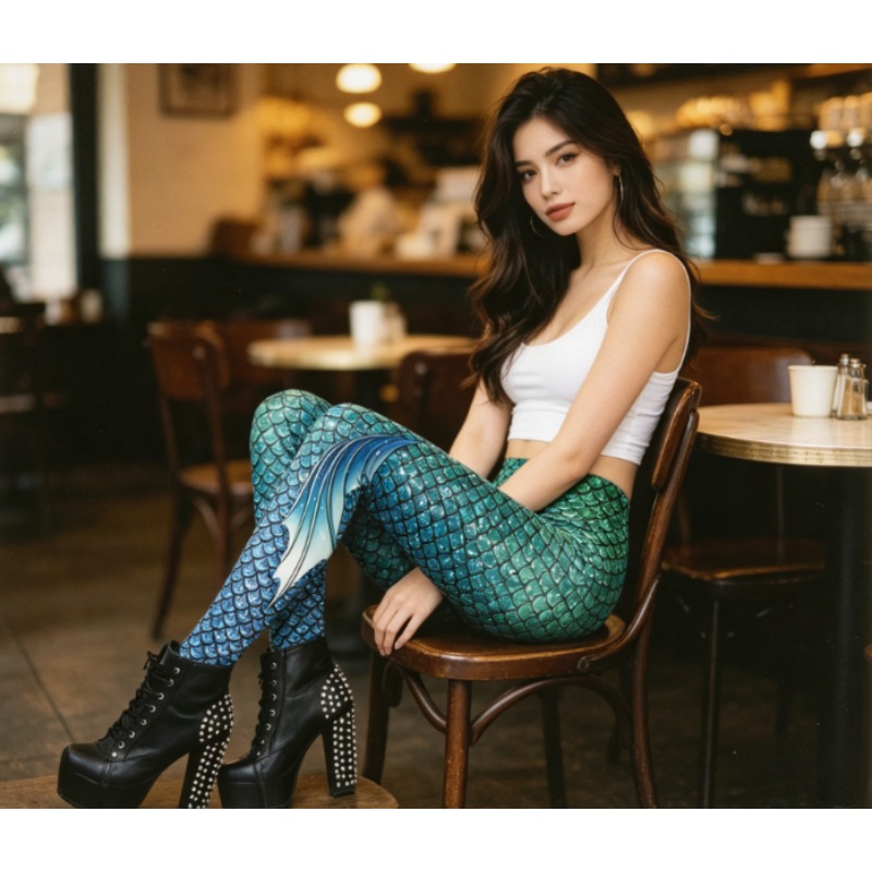 Mermaid Scale 3D Print Legging - огляд і ціна Yoga Fitness Holiday